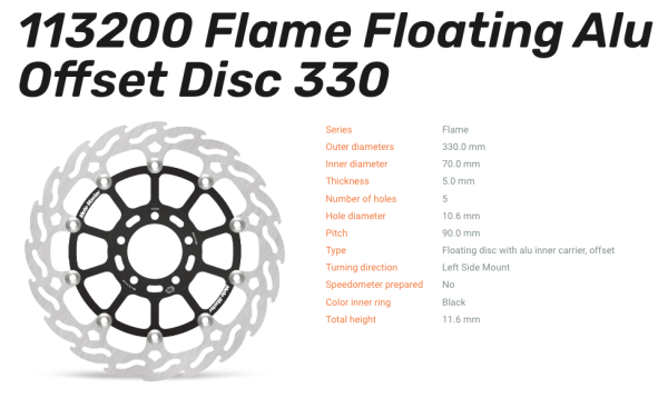 Moto-Master Bremsscheibe Floating-Alu Offset Halo-Serie passend für Kawasaki - 113200