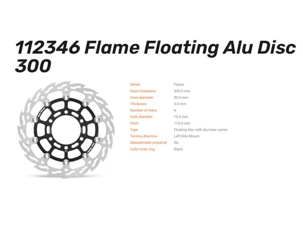 Moto-Master Bremsscheibe vorn Flame Floating passend für KTM Duke 125 / RC 125 / 200 250 - 112346