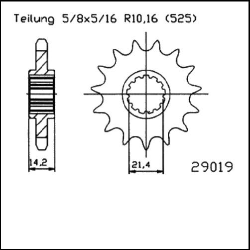 Kettenritzel CNC 14 15 16 Zähne - (525) JTF1531 passend für Kawasaki ZR750 Zephyr (95-99)