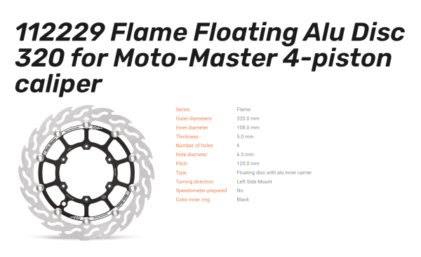 Moto-Master Bremsscheibe Flame Floating Alu Disc 320 für Moto-Master 4-Kolben-Bremssattel - 112229