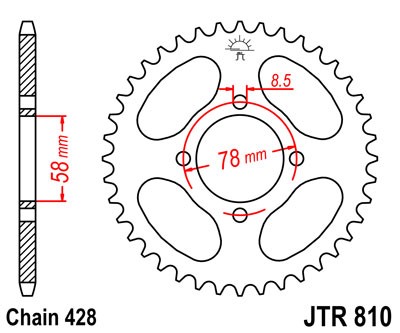 Kettenrad Aluminium 44 Zähne / 46 Zähne (428) passend für Hyosung Anfertigung