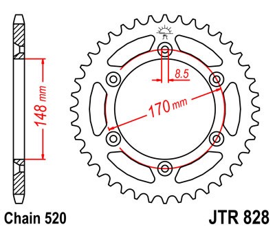 Kettenrad Stahl 42 bis 50 Zähne CNC (520) passend für Suzuki DR650 DR750 DR800 RM250 TS250