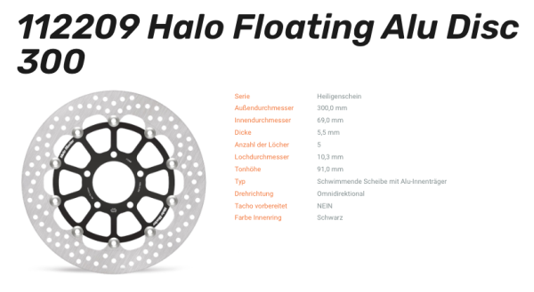 Moto-Master Bremsscheibe Floating-Alu Halo-Serie passend für Suzuzki - 112209
