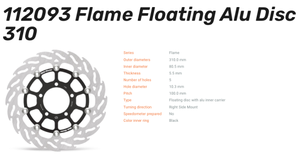 Moto-Master Bremsscheibe Floating-Alu Flame-Racing-Serie vorne passend für Kawasaki - 112093