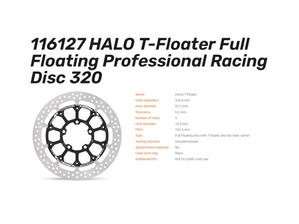 Moto-Master Bremsscheibe HALO T-Floater 6.0 Professional Racing Series passend für Triumph 116127- o