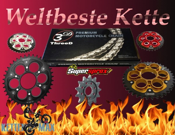 3D Renn-Kettensatz passend für Ducati 1199 Panigale /S (12-) Afam ThreeD 3D520Z High Performance Ket