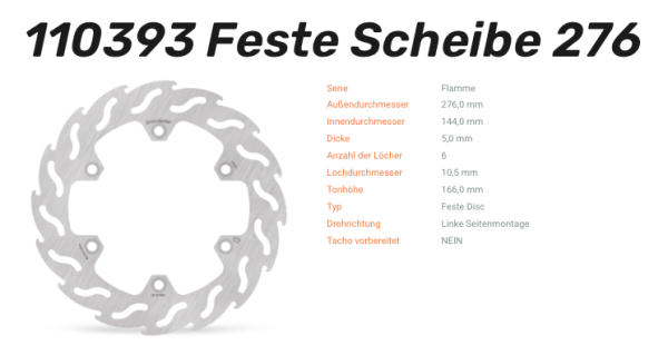 Moto-Master Bremsscheibe Flame vorne passend für Honda - 110393