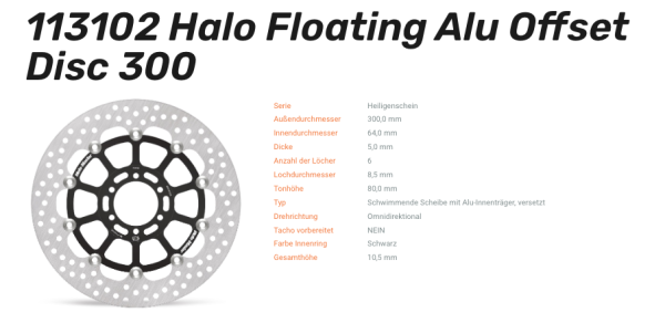 Moto-Master Bremsscheibe Floating-Alu Offset Halo-Serie passend für Ducati/Indian/Yamaha - 113102