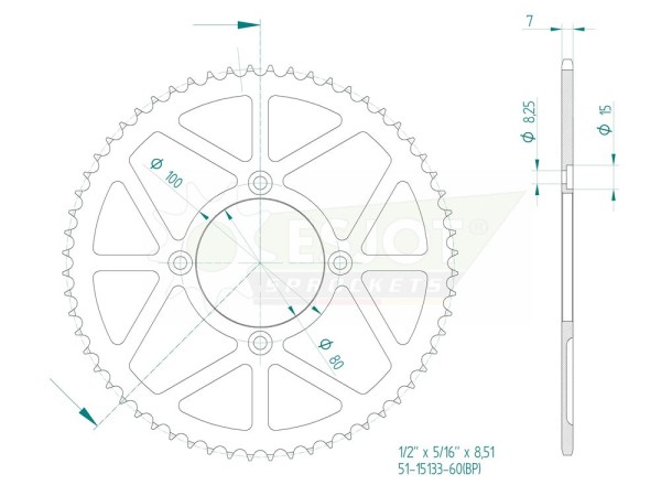 Kettenrad Aluminium 60 Zähne - (428) passend für Beta Trial