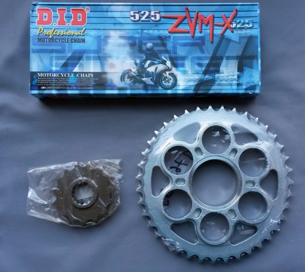 DID Kettensatz Stahl passend für Ducati 1199 Panigale /R (Bj.13-) DID 525 ZVM-X X-Ring-Kette