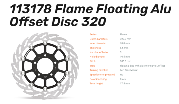 Moto-Master Bremsscheibe Floating-Alu Offset Racing-Serie Flame passend für Triumph - 113178
