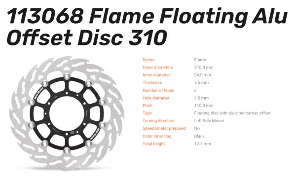 Moto-Master Bremsscheibe Floating-Alu Flame-Racing-Serie passend für Honda - 113068