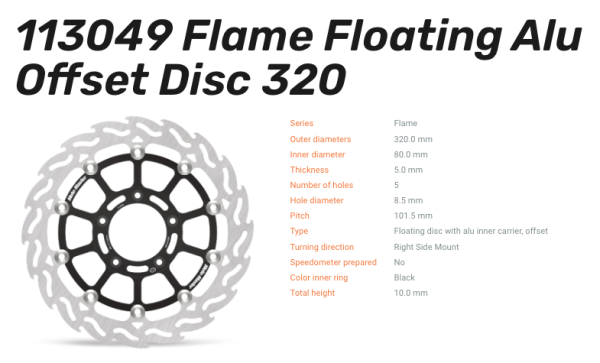 Moto-Master Bremsscheibe Flame Floating-Alu Disc Offset vorne passend für MV Agusta - 113049