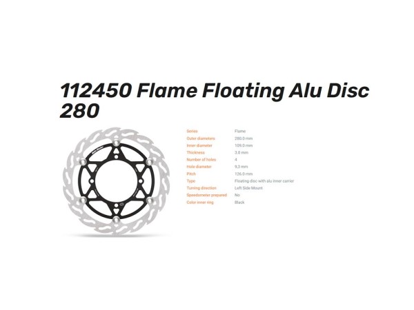 Moto-Master Bremsscheibe Flame Floating 280 Oversize passend für Kawasaki KLX KX - 112450