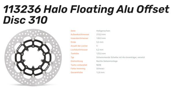 Moto-Master Bremsscheibe Floating Halo passend für Honda CRF 1100- 113235 113236
