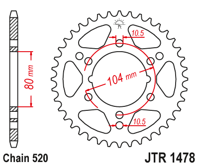 Kettenrad (hinten) Polaris 30 34 36 38 40 42 43 Zähne (520)