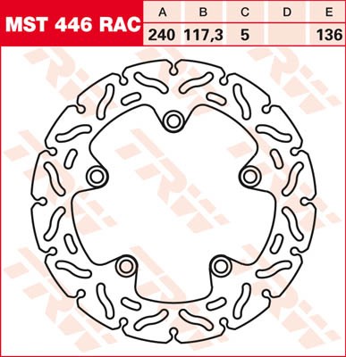 TRW Lucas Racing Bremsscheibe hinten MST 446 RAC passend für Honda NC 750 S Bj. 14-