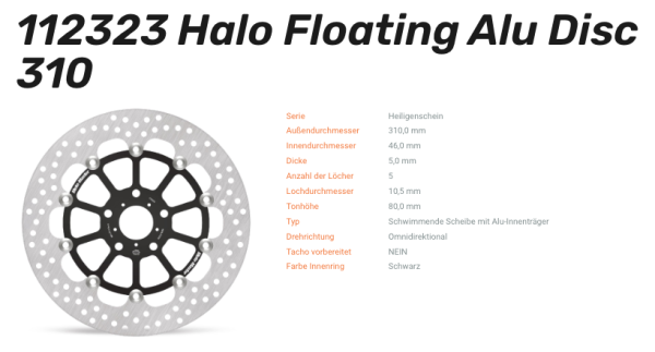 Moto-Master Bremsscheibe Floating-Alu Halo-Serie passend für Honda - 112323
