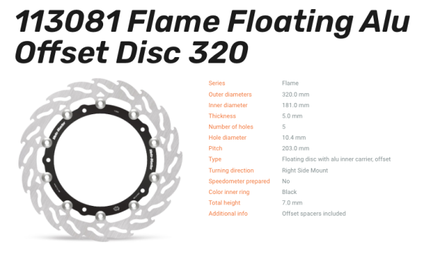 Moto-Master Bremsscheibe Flame Floating-Alu Disc Offset vorne passend für BMW - 113081