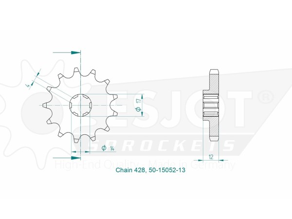 Kettenritzel 13 Zähne - (428) für Aprilia RS 4 / Zündapp ZRN ZXA ZXE ZXM 125