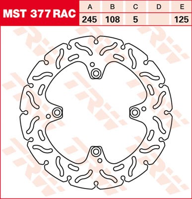 TRW Lucas Racing Racing Bremsscheibe hinten MST 377 RAC passend für Ducati S2R 800 Monster Bj. 06-07