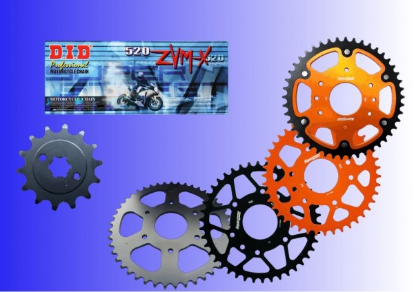 DID Kettensatz passend für KTM Adventure 390 ABS ab Bj 20 mit DID520ZVM-X Kette