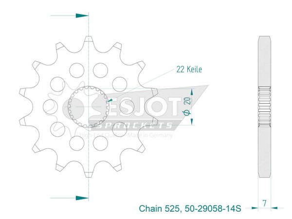 Ritzel 14 Zähne passend für Benelli Imperale 400 (525)