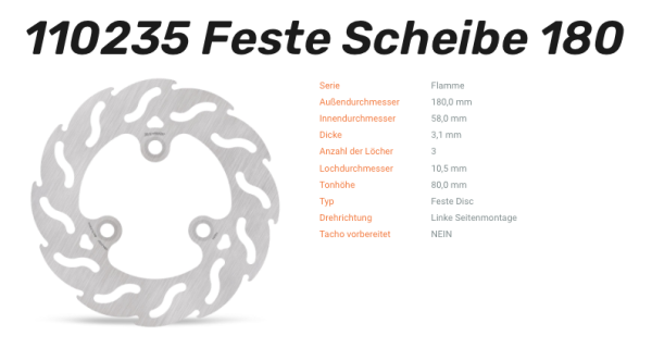 Moto-Master Bremsscheibe Flame-Serie vorne passend für Peugeot - 110235