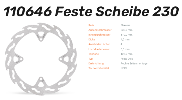 Moto-Master Bremsscheibe Flame hinten passend für KTM - 110646