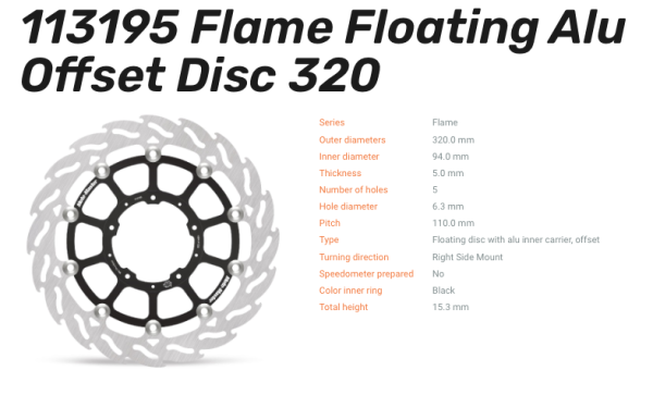 Moto-Master Bremsscheibe Flame Floating-Alu Disc Offset vorne passend für Honda - 113195