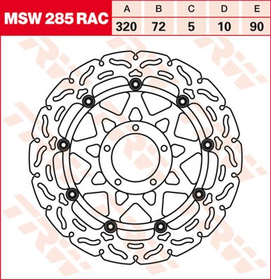 TRW Lucas Racing Bremsscheibe schwimmend vorn MSW 285 RAC passend für Ducati 821 Hyperstrada Bj. 13-