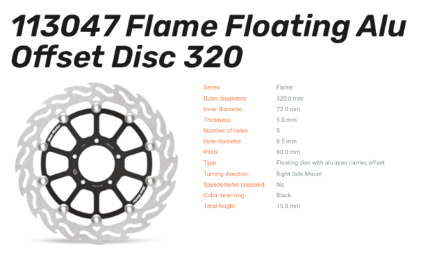 Moto-Master Bremsscheibe Flame Floating-Alu Disc Offset vorne passend für Ducati - 113047