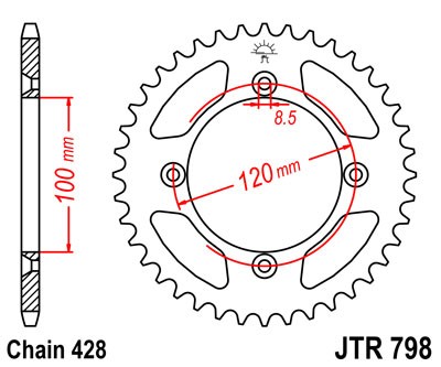 Kettenrad Stahl 44 bis 63 Zähne (428) Suzuki RM85 RM80 / Yamaha YZ80 YZ85