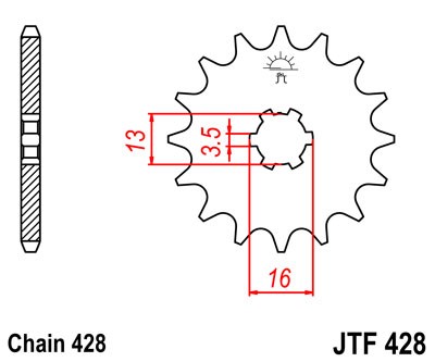 Kettenritzel Stahl 12 13 14 15 16 Zähne (428)