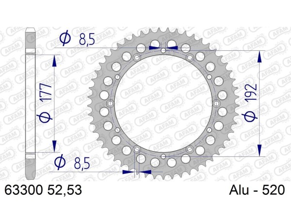 Kettenrad Aluminium 48 52 53 Zähne (520) passend für Husqvarna CR WR XC 125 240 250 390 460 500