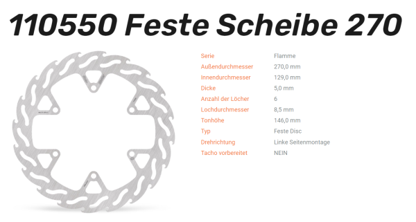 Moto-Master Bremsscheibe Flame vorne passend für Yamaha - 110550