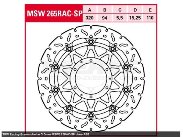 TRW Lucas Racing Bremsscheibe schwimmend MSW265RAC-SP 5.5 passend für Honda CBR RR Fireblade SC59