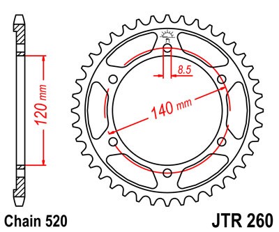 Kettenrad Alu 38 Zähne Einzelanfertigung (520)