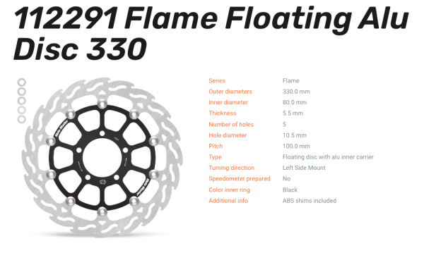 Moto-Master Bremsscheibe Floating-Alu Flame-Racing-Serie passend für Kawasaki - 112291