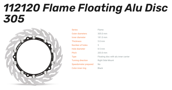 Moto-Master Bremsscheibe Flame Floating Alu-Disc vorne passend für BMW - 112120