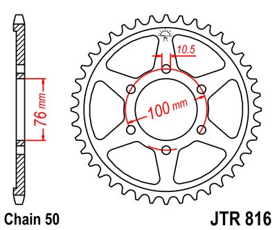 Kettenrad Stahl 38 bis 52 Zähne (530)