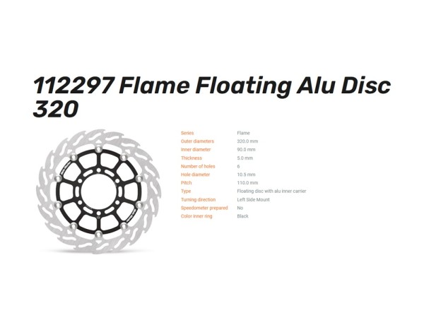 Moto-Master Bremsscheibe Flame floating vorn passend für KTM Duke 390 (Bj.17-) Hsq Svartpilen Vitpil