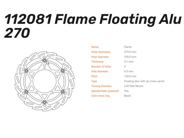Moto-Master Bremsscheibe Flame Floating vorn passend für Aprilia MXV RXV 450 550 - 112081
