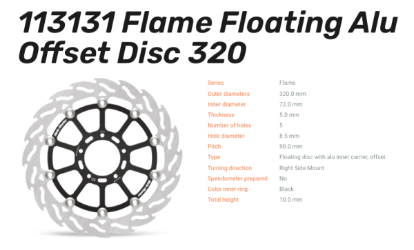 Moto-Master Bremsscheibe Flame Floating-Alu Disc Offset vorne passend für Ducati - 113131