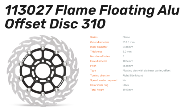 Moto-Master Bremsscheibe Flame Floating-Alu Disc Offset vorne passend für Suzuki - 113027