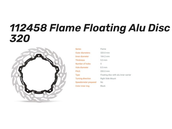 Moto-Master Bremsscheibe Flame vorn passend für KTM Duke 125 250 390 / SMC-R 125 - 112458