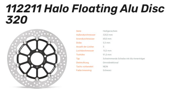 Moto-Master Bremsscheibe Floating-Alu Halo-Serie passend für Suzuki - 112211