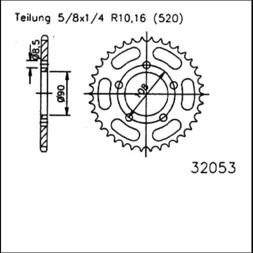 Kettenrad Stahl CNC 39 43 45 46 Zähne (520) passend für Aprilia ETX Tuareg 600 / MuZ Scorpion