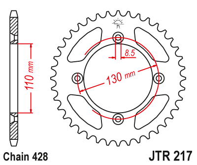 Kettenrad Stahl 49 bis 56 Zähne passend für Honda CRF 150 R RB Umbau Teilung 428