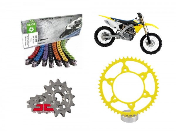 Esjot Kettensatz passend für Suzuki RM-Z 250 (Bj.13-18) 520HRT Kette gelb ultralight